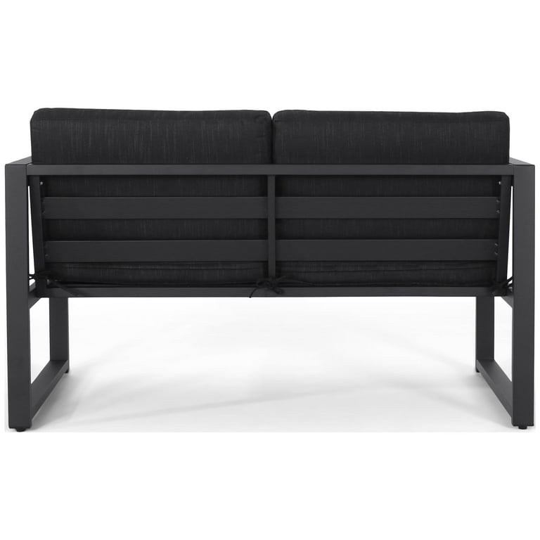 Calderon 4 Piece Outdoor Aluminum Chat Set, Dark Gray