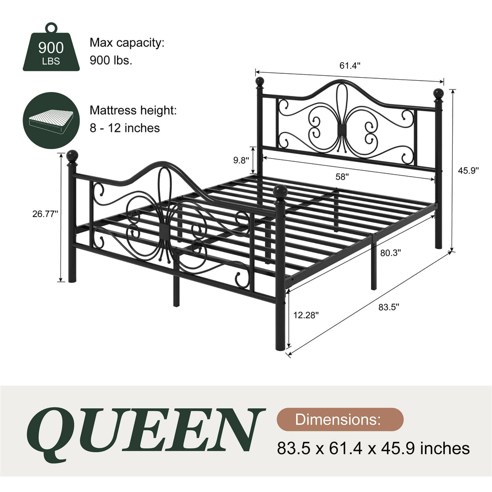 Vintage Butterfly Pattern Bed Frame