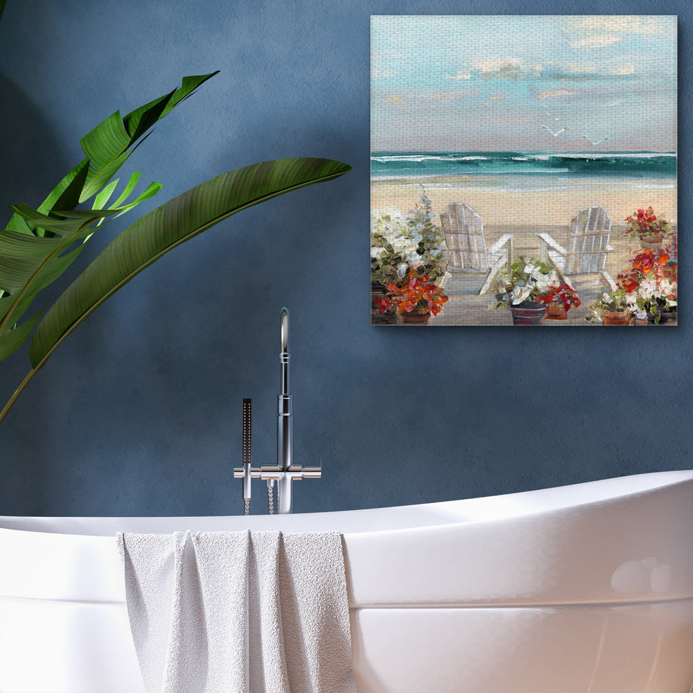 Fine Art Canvas Summer Seabreeze Beach Chairs by Sally Swatland Canvas Art Print