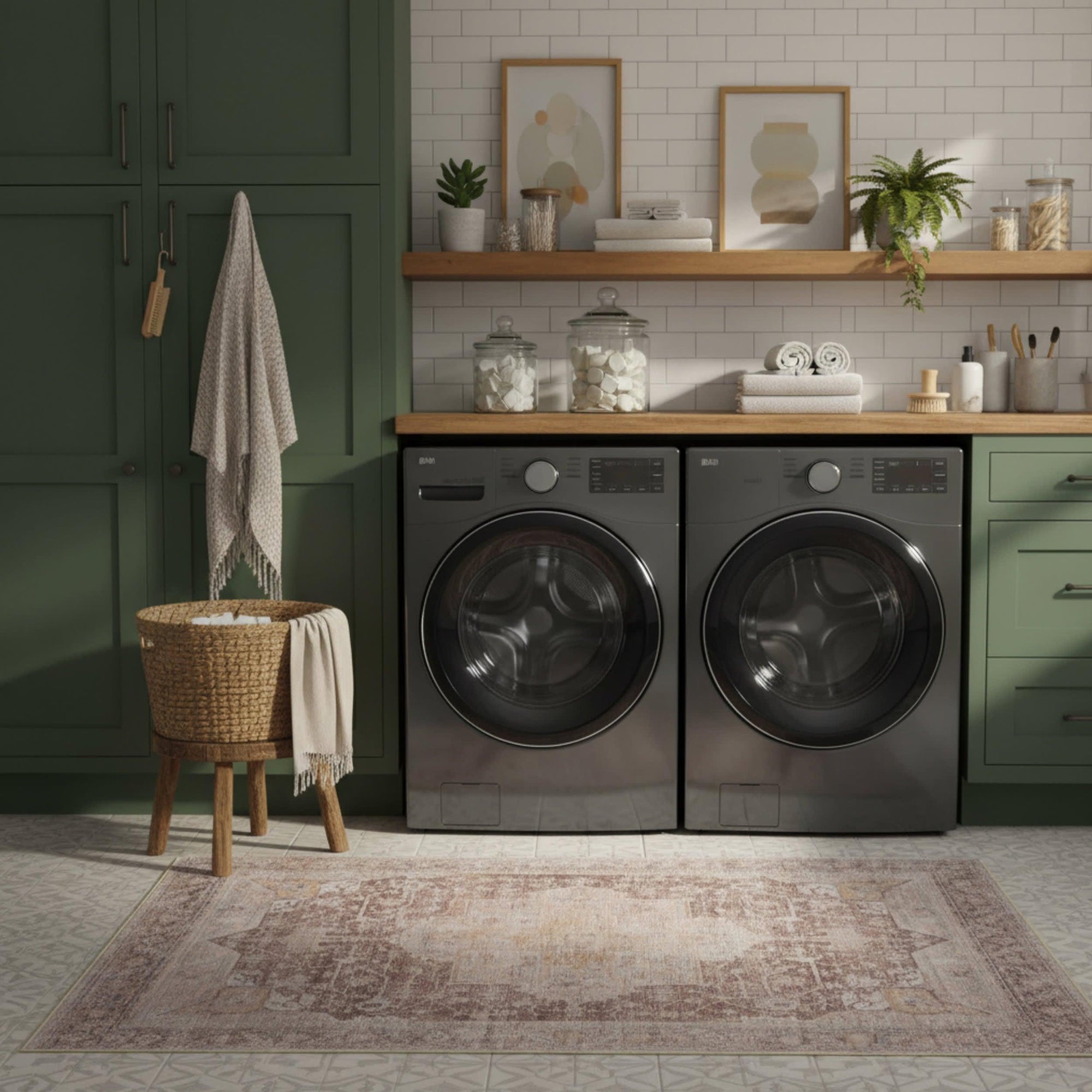 Ava Vintage Persian Spill Proof Washable Rug | Pale Pink