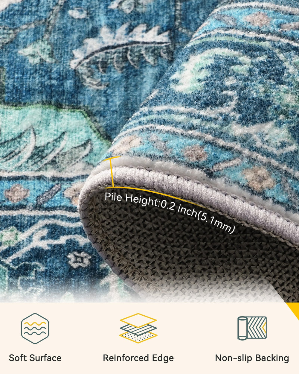 8'x10' Floral Vintage Distressed Area Rug - From Where - 