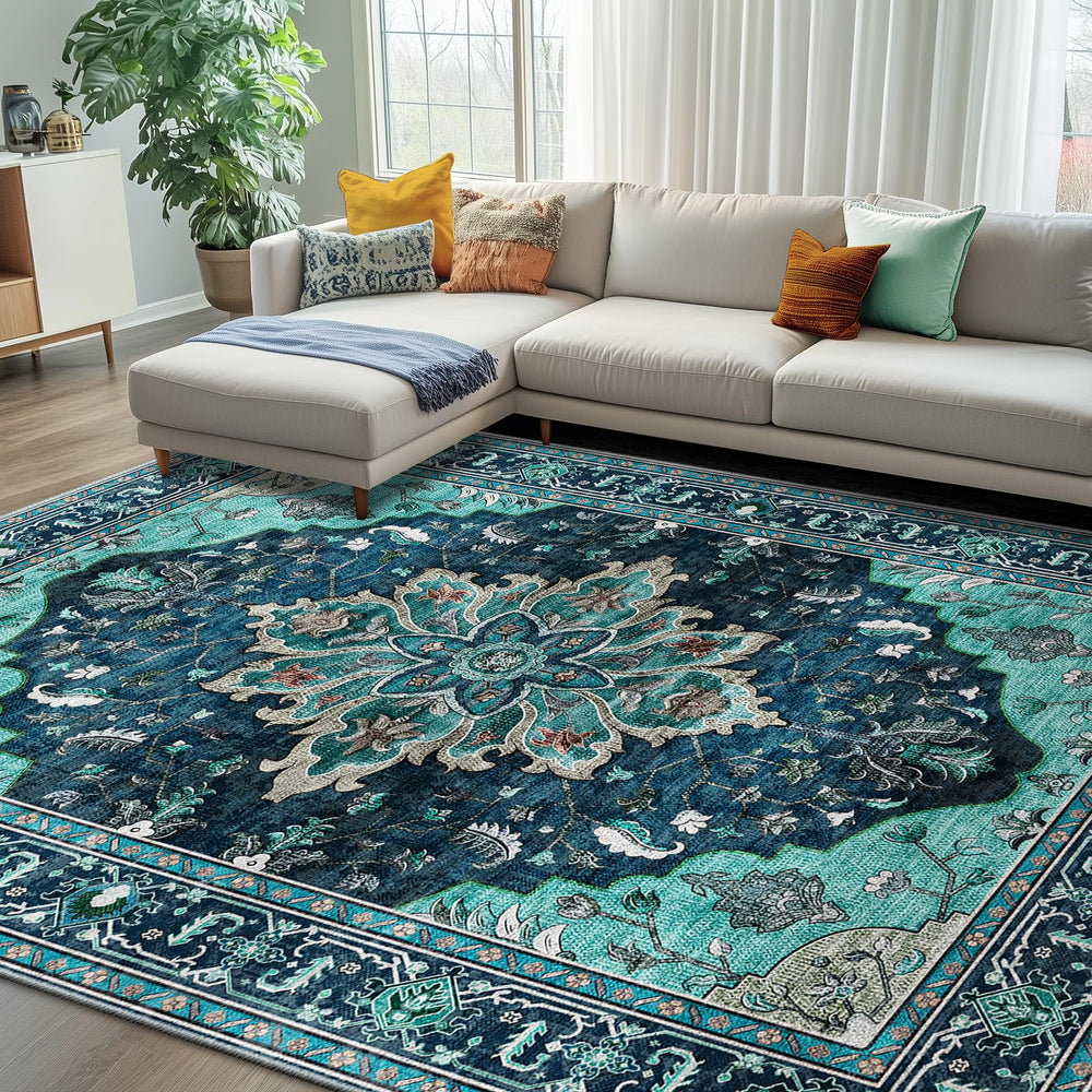 8'x10' Floral Vintage Distressed Area Rug - From Where - 