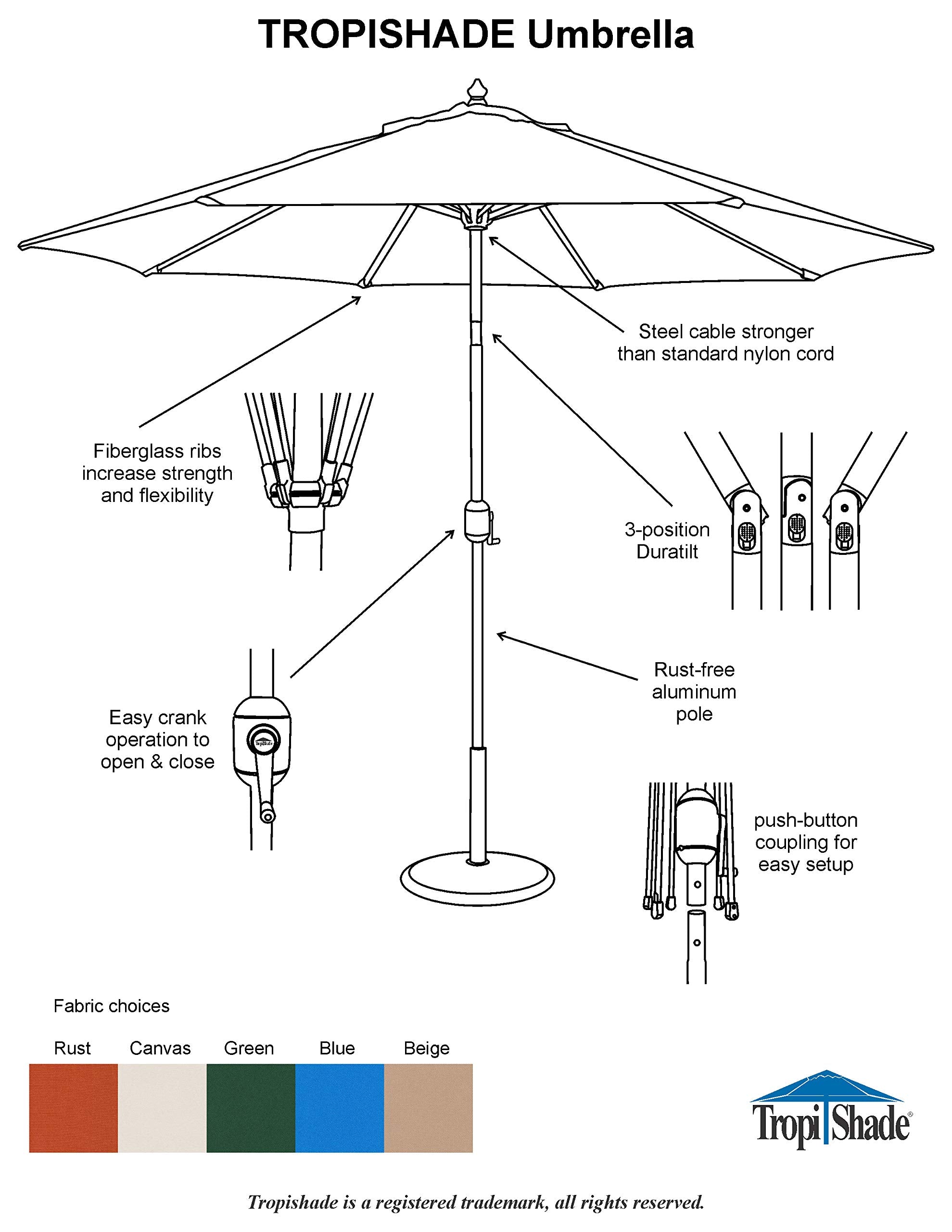 9 Ft Bronze Aluminum Patio Umbrella - From Where - 