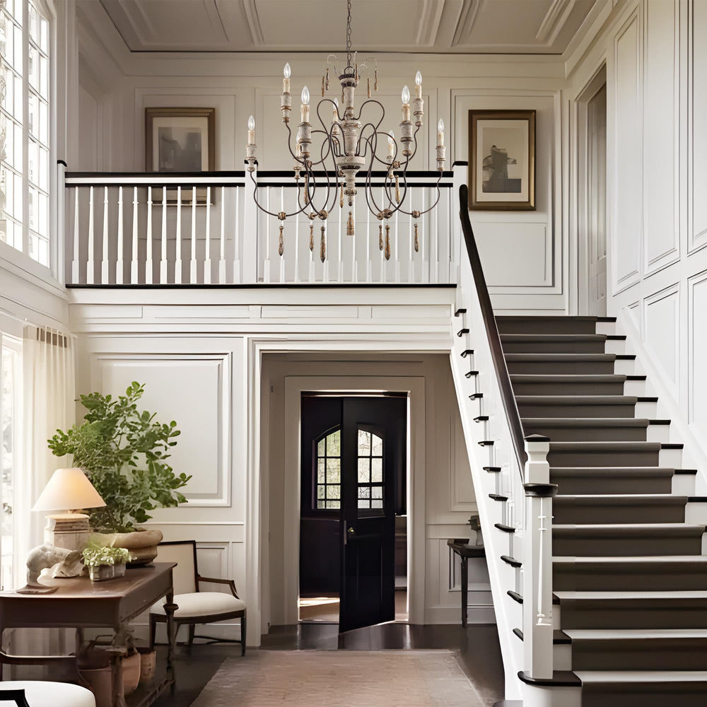 9 - Light Rustic Distressed Wood Chandeliers - From Where - 