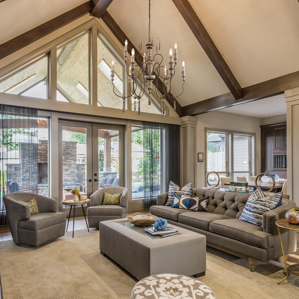 9 - Light Rustic Distressed Wood Chandeliers - From Where - 