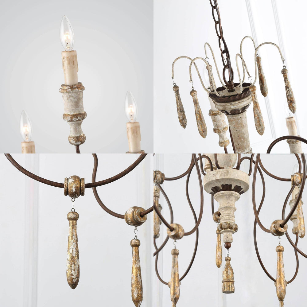 9 - Light Rustic Distressed Wood Chandeliers - From Where - 