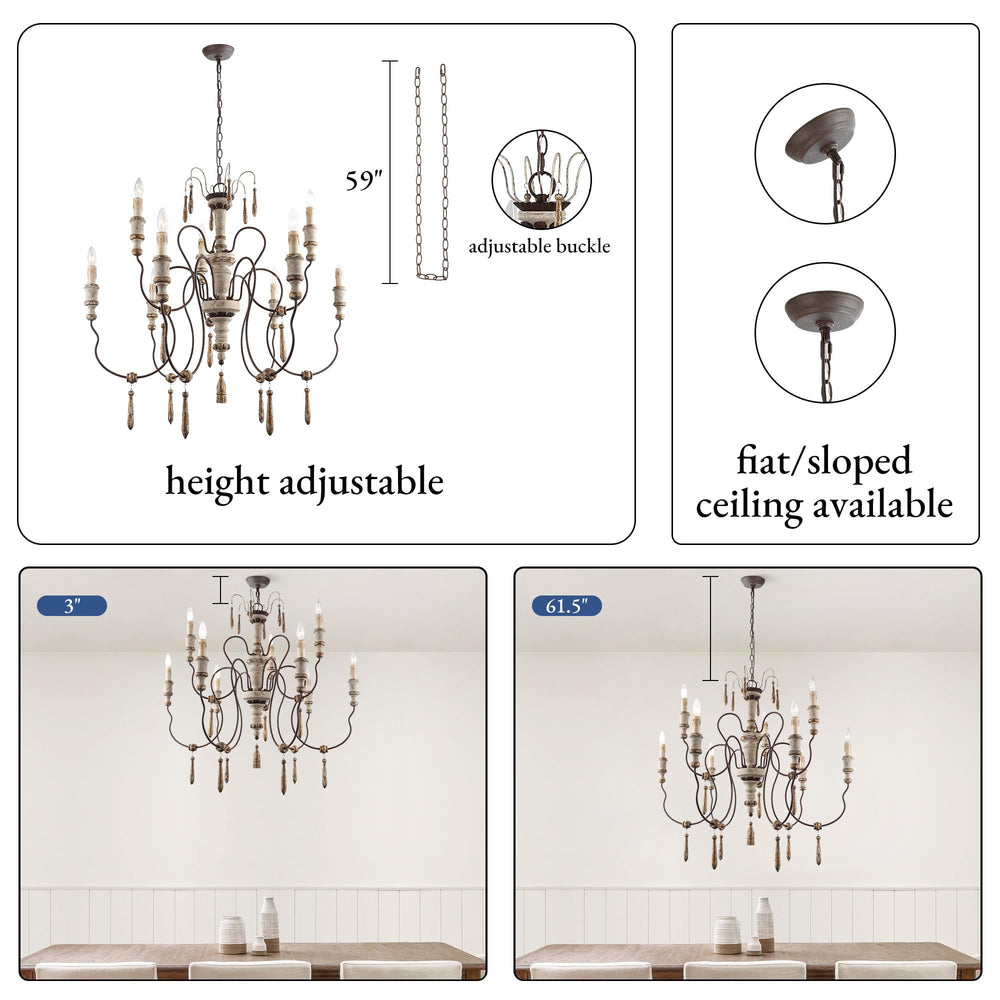 9 - Light Rustic Distressed Wood Chandeliers - From Where - 