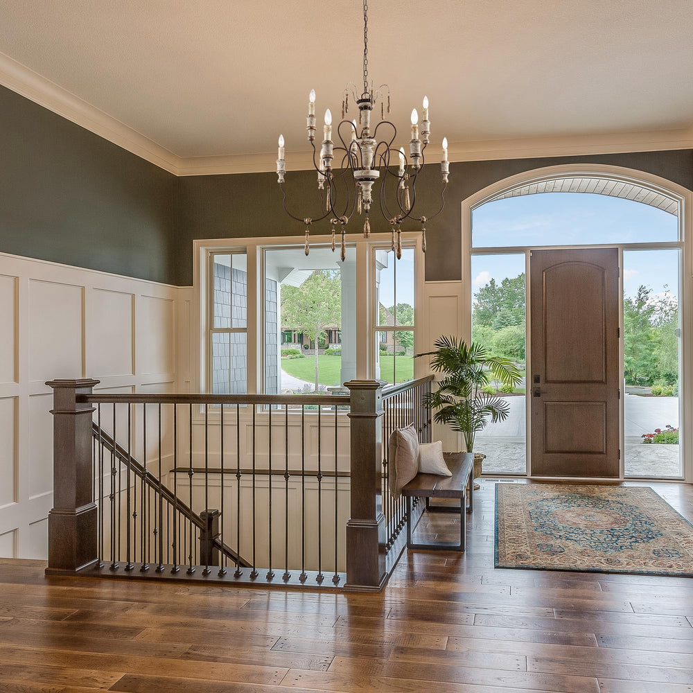 9 - Light Rustic Distressed Wood Chandeliers - From Where - 