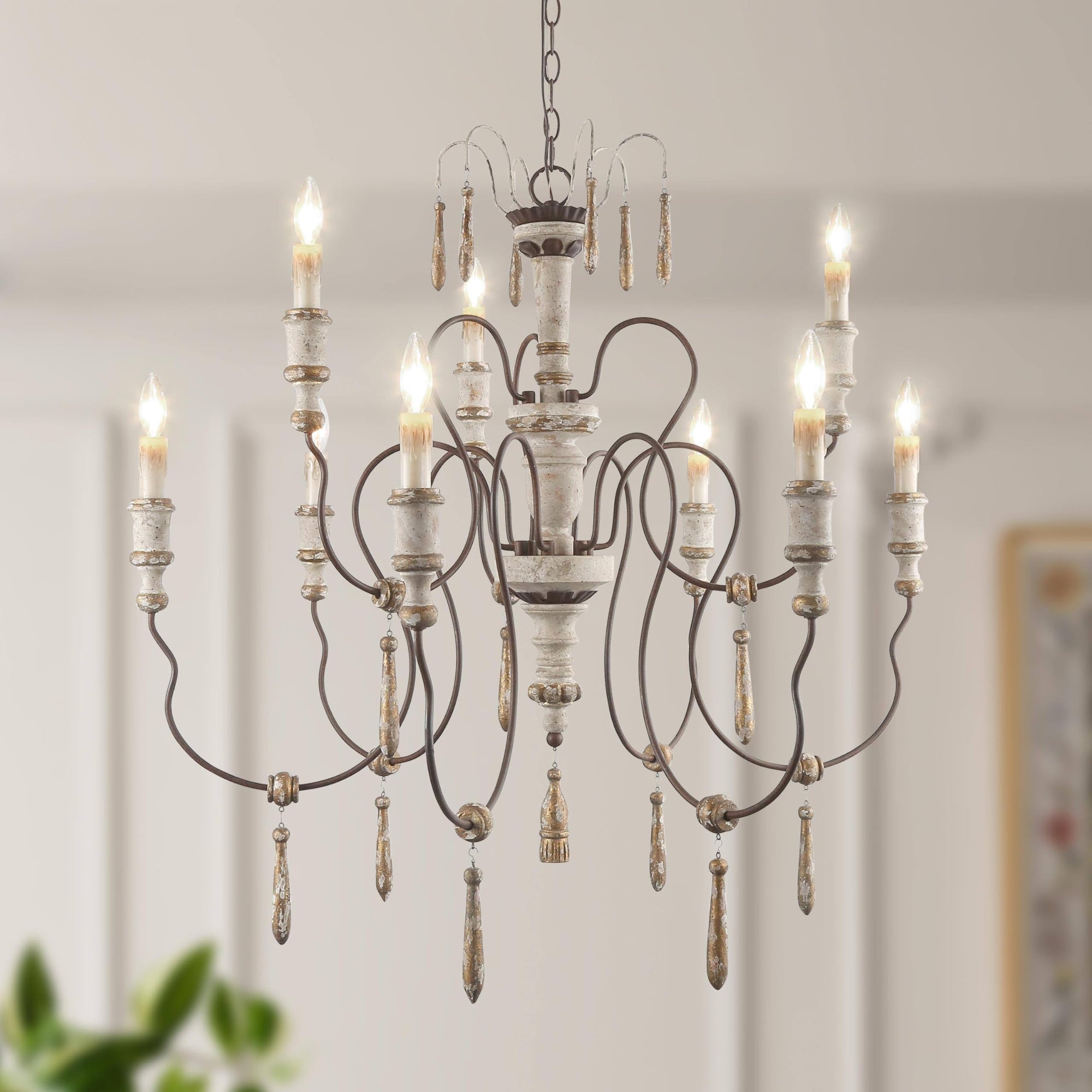 9 - Light Rustic Distressed Wood Chandeliers - From Where - 