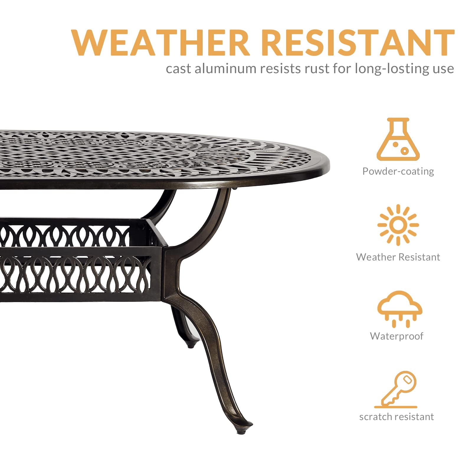 W WARMHOL 9-Piece Patio Dining Set, Outdoor Patio Table and Chair Set of 83.8&quot; Oval Cast Aluminum Dining Table with Umbrella Hole and 8 Outdoor Dining Chairs, Patio Funiture Set for Lawn Garden