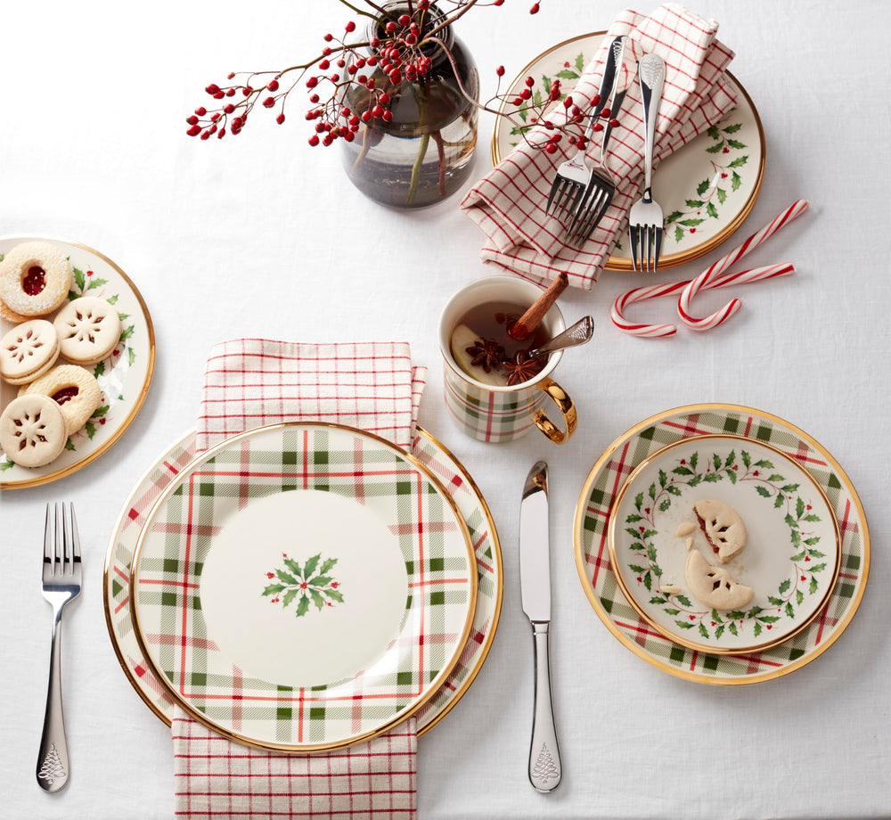 Lenox Holiday Plaid 4-Piece Christmas Mug Set