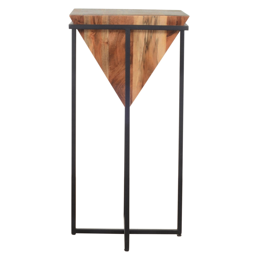 Pyramid Shaped Wood Side Table