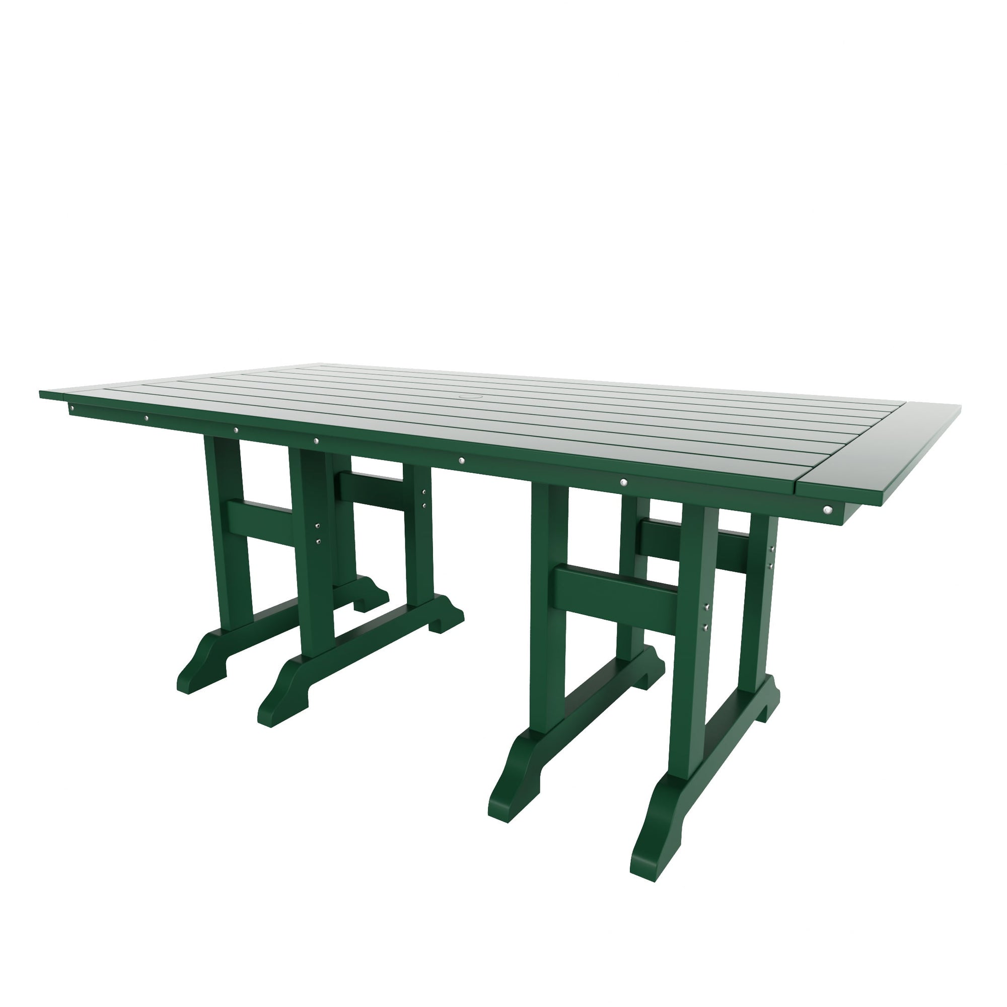 WestinTrends Dylan Adirondack Patio Dining Set for 6, All Weather Poly Lumber Outdoor Table and Chairs Set of 4, 71" Trestle Table and Adirondack Dining Chair with Dining Bench, Dark Green
