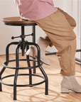 Alden Design 2pcs Vintage Metal Industrial Bar Stool Counter Height for Kitchen Bar, Brown