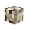 Decmode 16&quot; x 16&quot; Gray Leather Handmade Cowhide Ottoman with Patchwork Pattern, 1-Piece