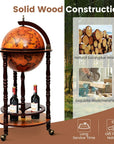 Canddidliike 16th Century Wood Globe Wine Bar Stand, Globe Wine Bar Stand, Liquor Bottle Shelf， Vintage Italian-Inspired Barware