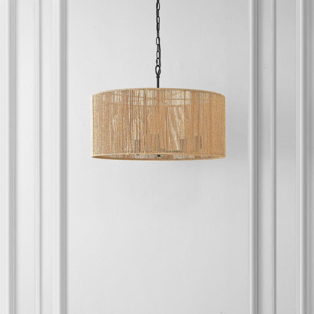 SAFAVIEH Rylumi 5-Light LED Natural Paper Pendant Light with Brown Shade