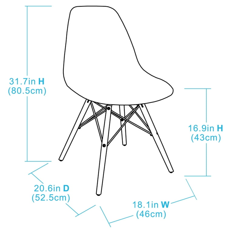 Mainstays Mid-Century Modern Dining Chair, Set of 4, White and Beech Color for Indoor