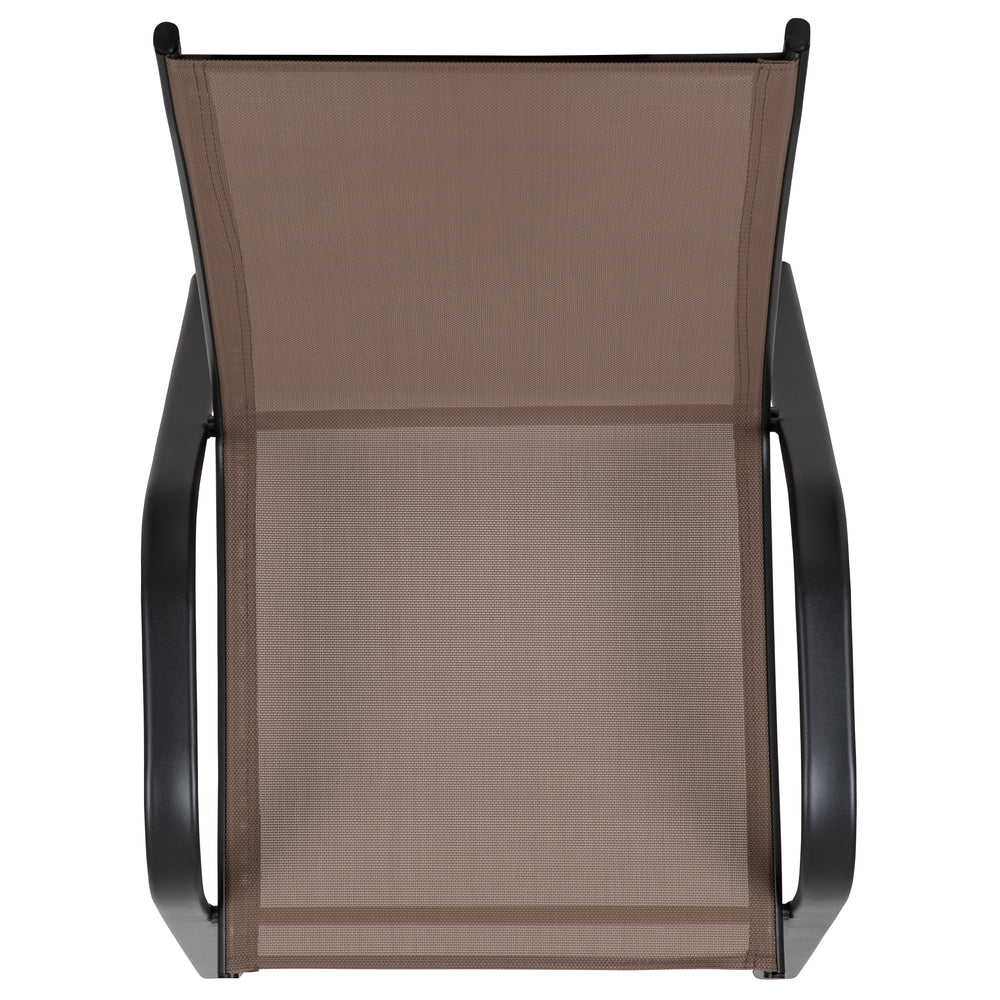 BizChair 4 Pack Brown Outdoor Stack Chair with Flex Comfort Material and Metal Frame