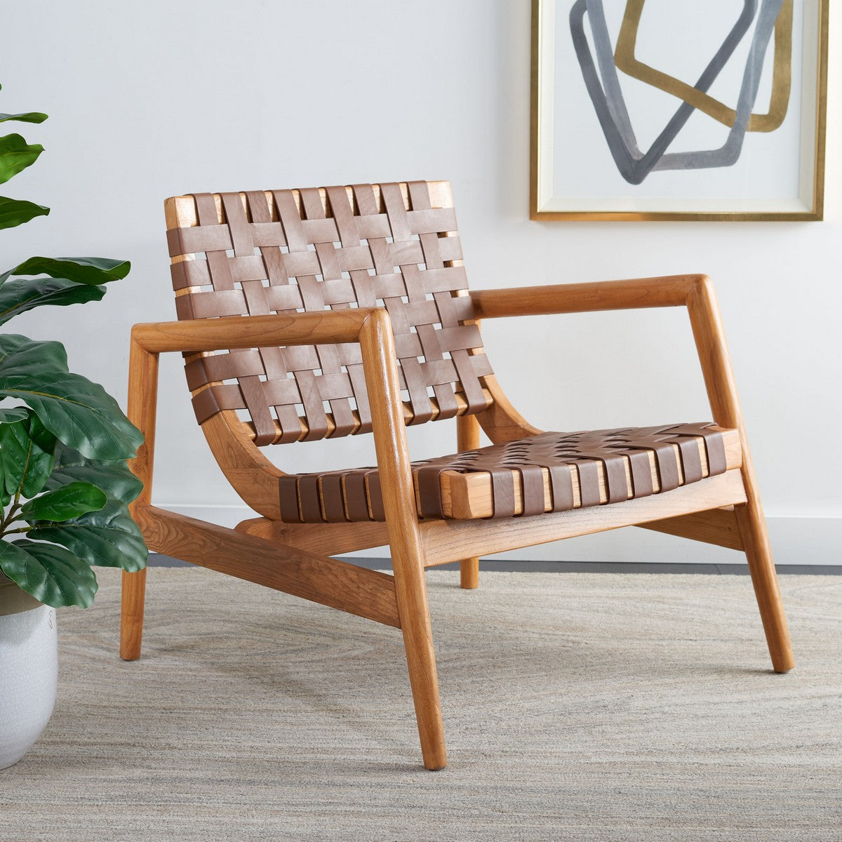 Bellona Leather Woven Accent Chair- ACH1004A