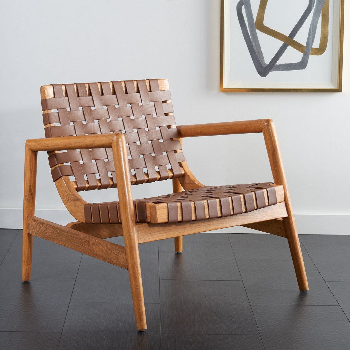 Bellona Leather Woven Accent Chair- ACH1004A
