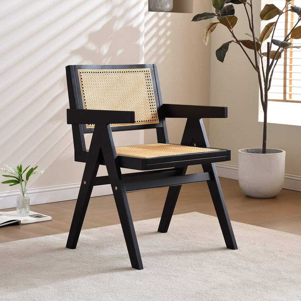 Vintage Solid Wood Rattan Chair