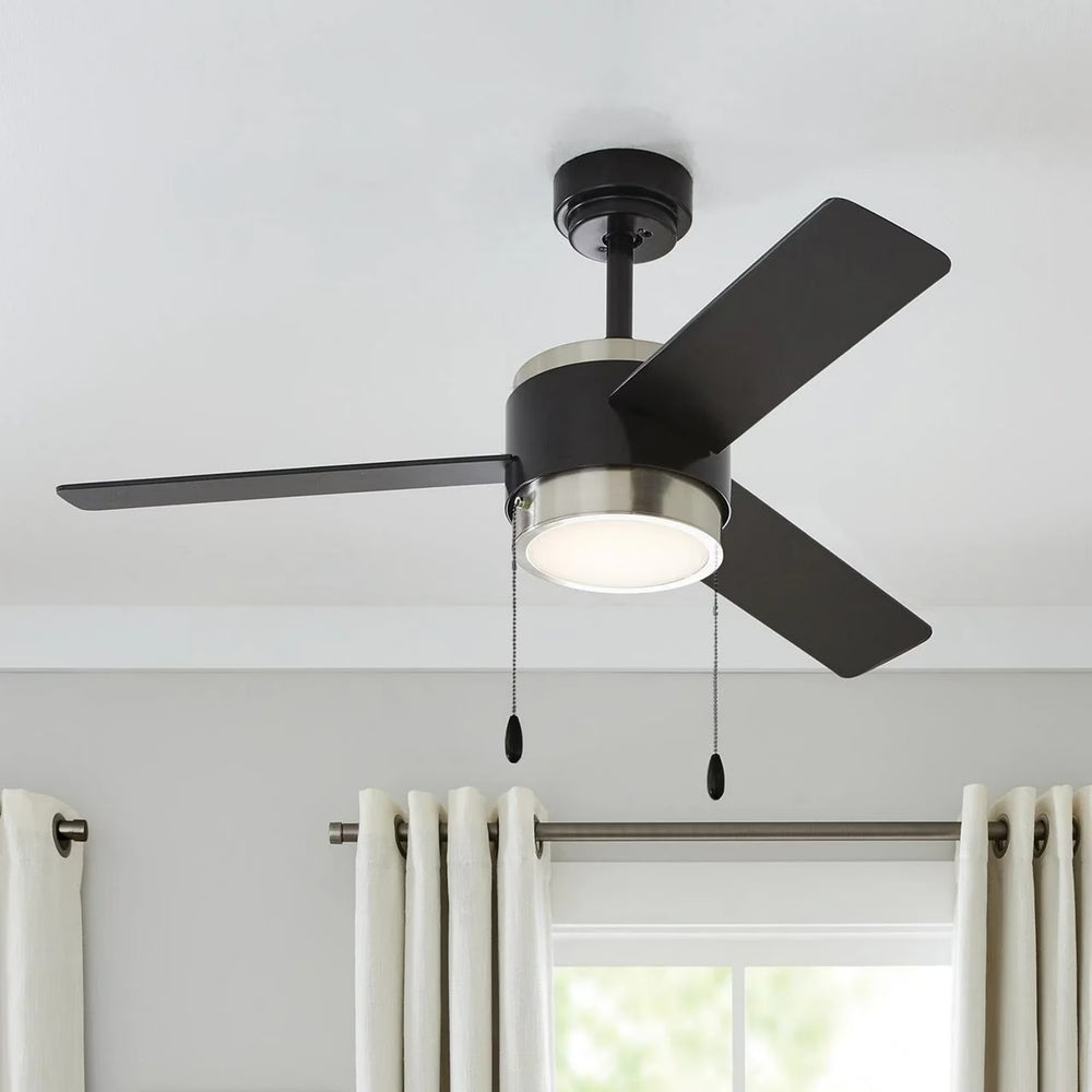 44" Indoor Matte Black Ceiling Fan