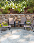 BizChair 4 Pack Brown Outdoor Stack Chair with Flex Comfort Material and Metal Frame