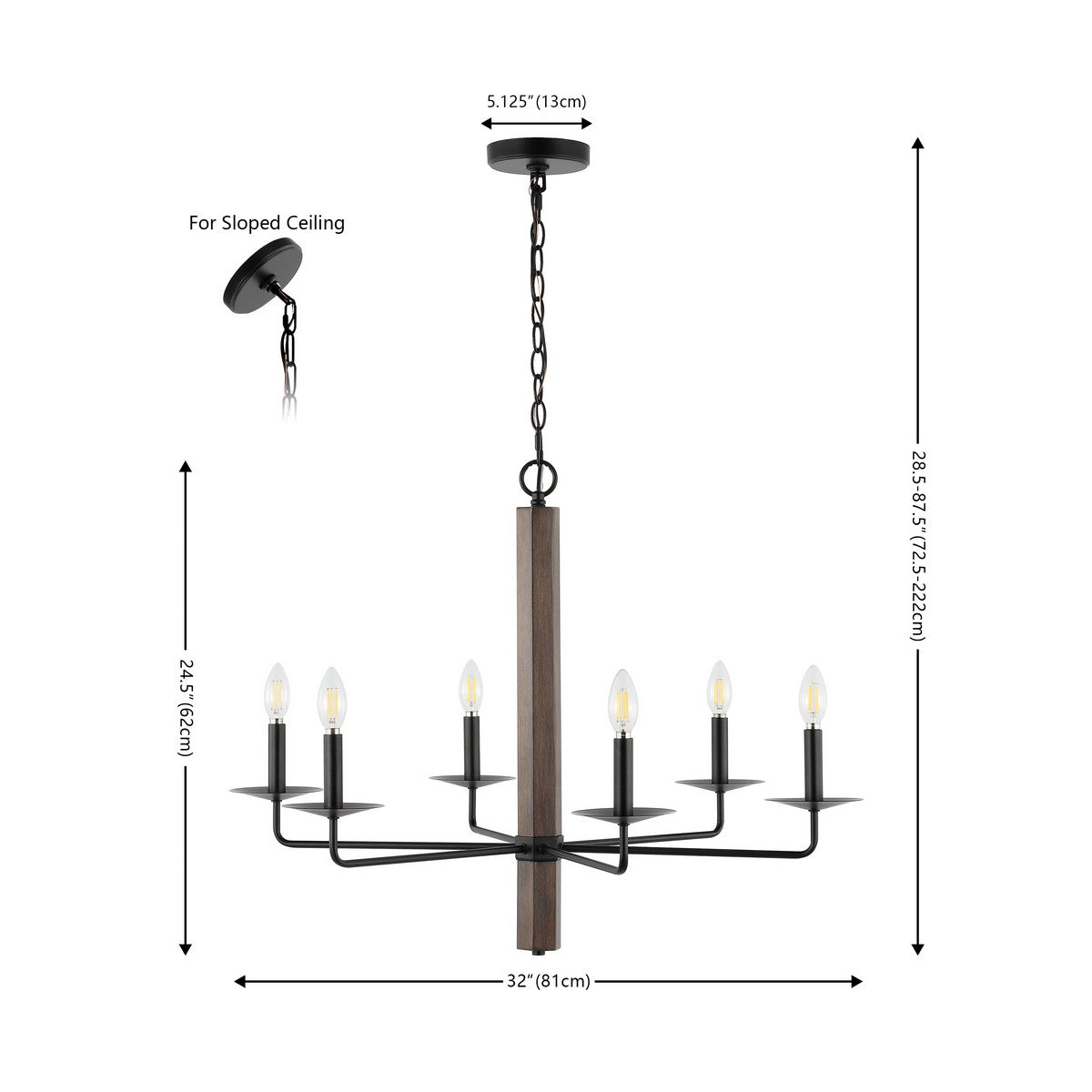 Penbrook 6Lt 32" Chandelier- CHA4060A