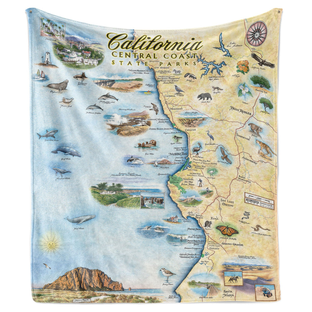 California Central Coast State Park Map Fleece Blanket