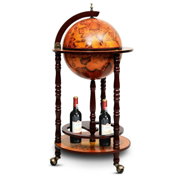 Canddidliike 16th Century Wood Globe Wine Bar Stand, Globe Wine Bar Stand, Liquor Bottle Shelf， Vintage Italian-Inspired Barware