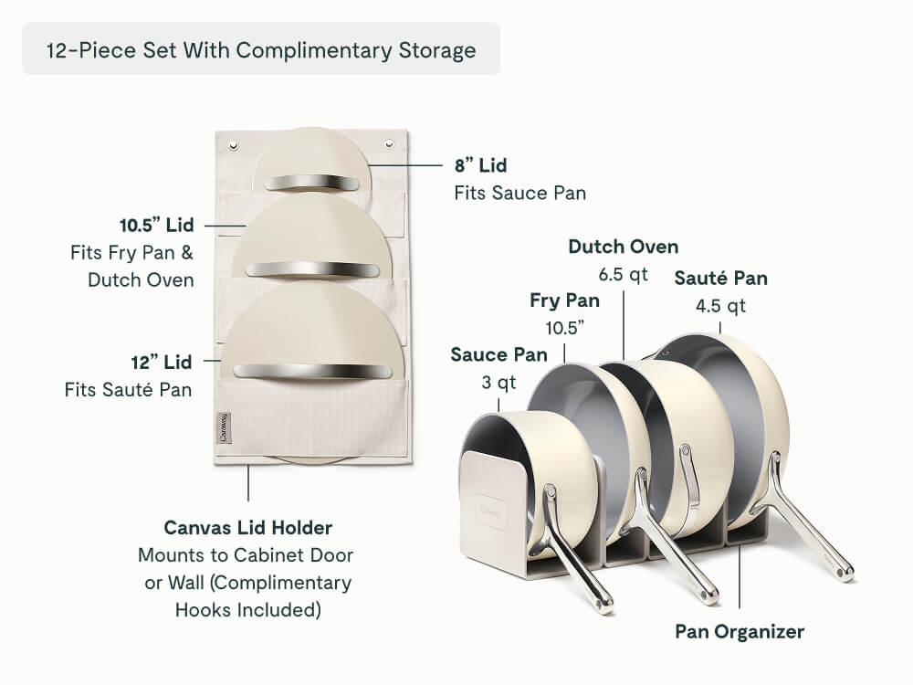 Caraway Non-Toxic Ceramic Nonstick Cookware Set with Storage Organizers