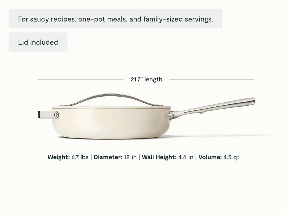 Sauté Pan | Large Sauté Pan with Lid | Induction, Gas, &amp; Electric Safe