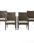 Cinque Terre Wicker Stacking Chairs, Set of 4, Multibrown/ Textured Beige