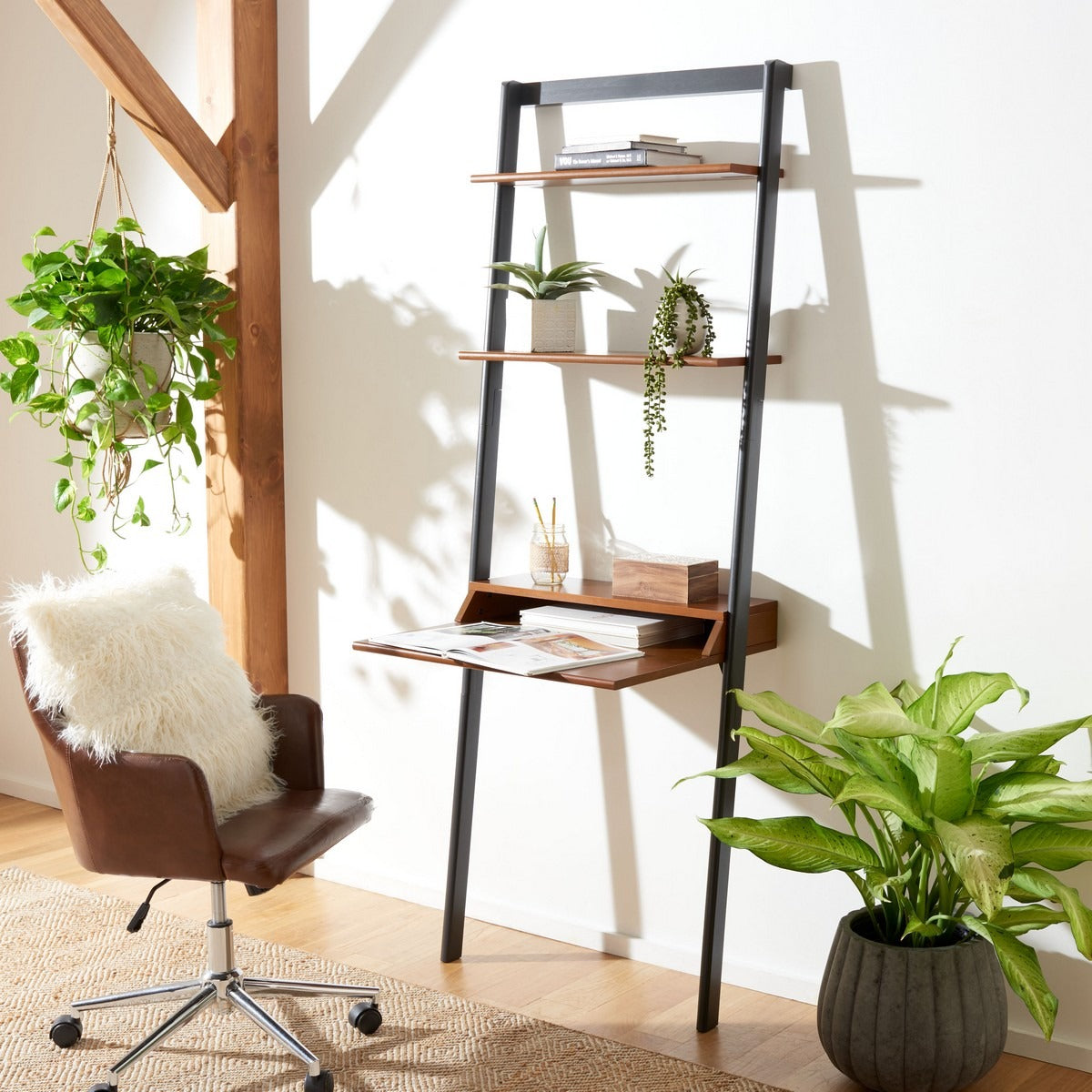 Pamella 2 Shelf Leaning Desk
