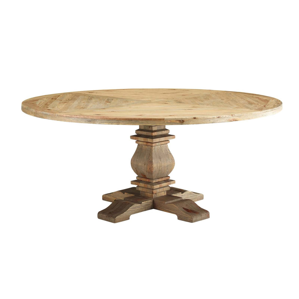 Column 71&quot; Round Pine Wood Dining Table