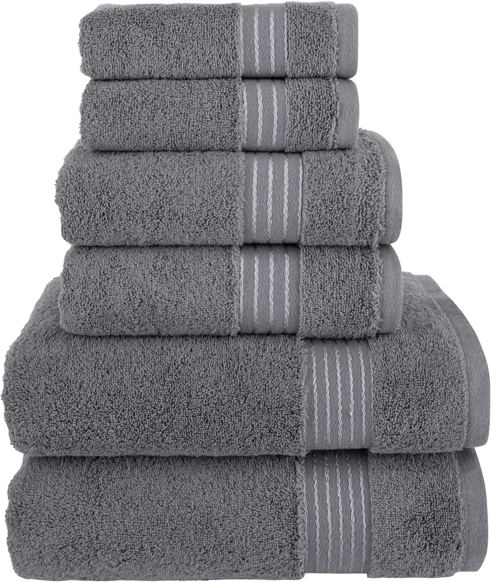 Elegant Comfort Cotton 6-Piece Towel Set Cotton Bathroom, Grey
