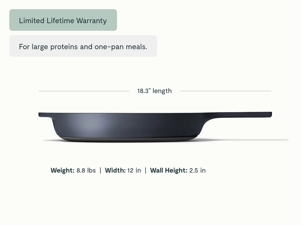 12” Enameled Cast Iron Large Skillet