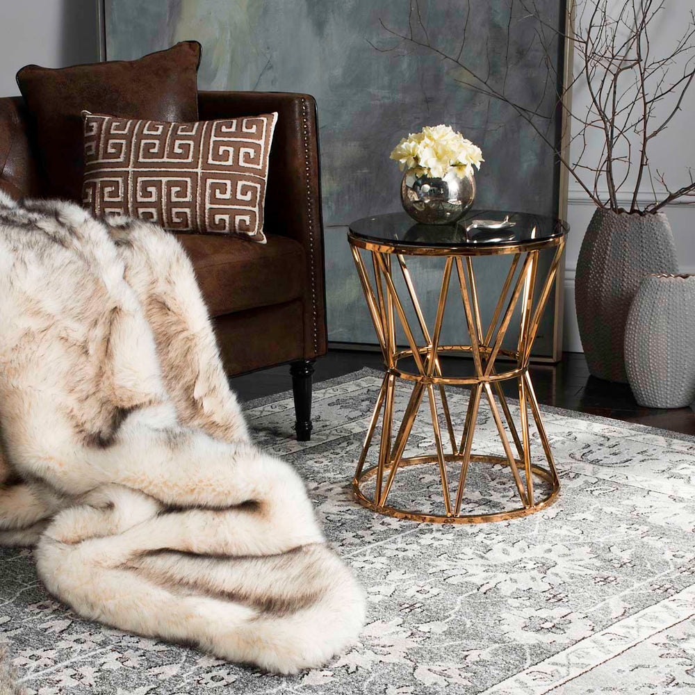 Safavieh Couture Delsy Glass Top End Table - Gold