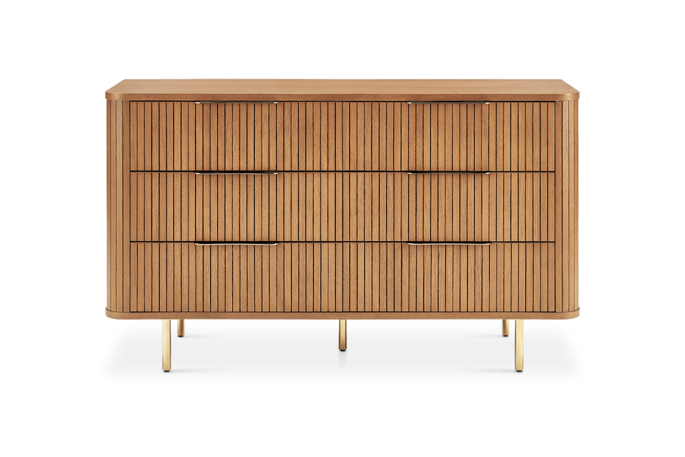 Harper 6-Drawer Dresser Chestnut Oak Wood Modern Bedroom Storage Solution