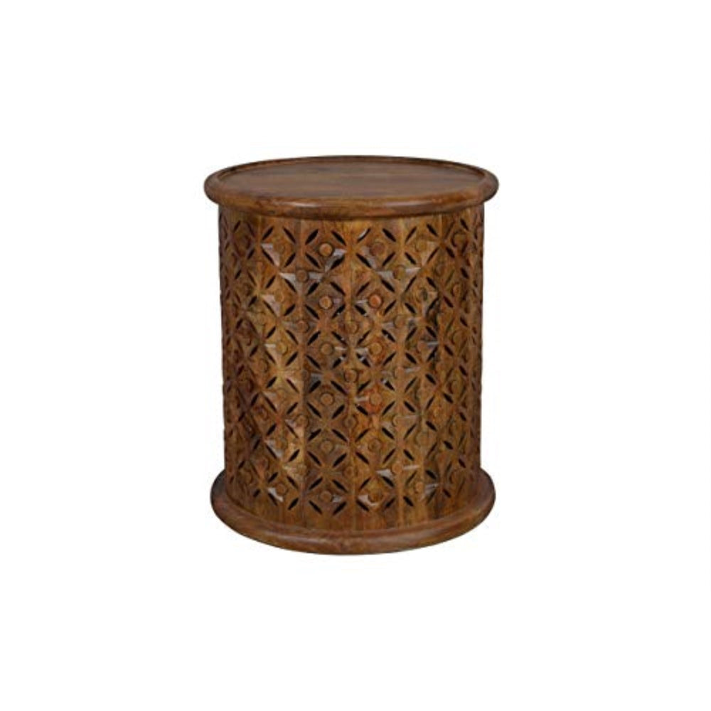 Jofran Decker Small Distressed Hardwood Global Drum End Table