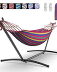 KEESTP Comfortable 2 Person Hammock with Stand,Ease of Assembly Portable Brazilian Hammock,450lb Capacity - Rainbow
