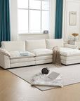 Ktaxon 120" W Sectional Sofa L Shaped Couch with Chaise Living Room Sleeper Set, 3 Seats with Chenille and Double Layer Cushions Beige
