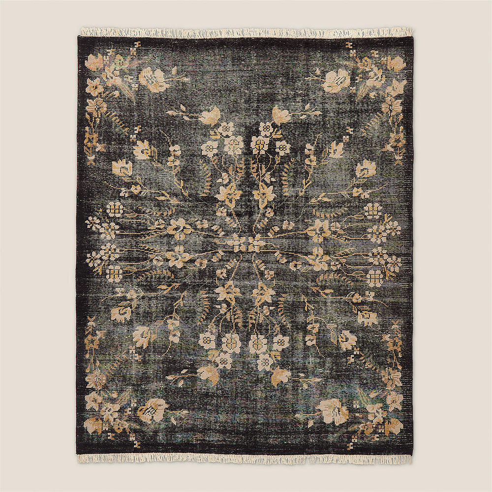 Hand-Knotted Floral Wool Area Rug