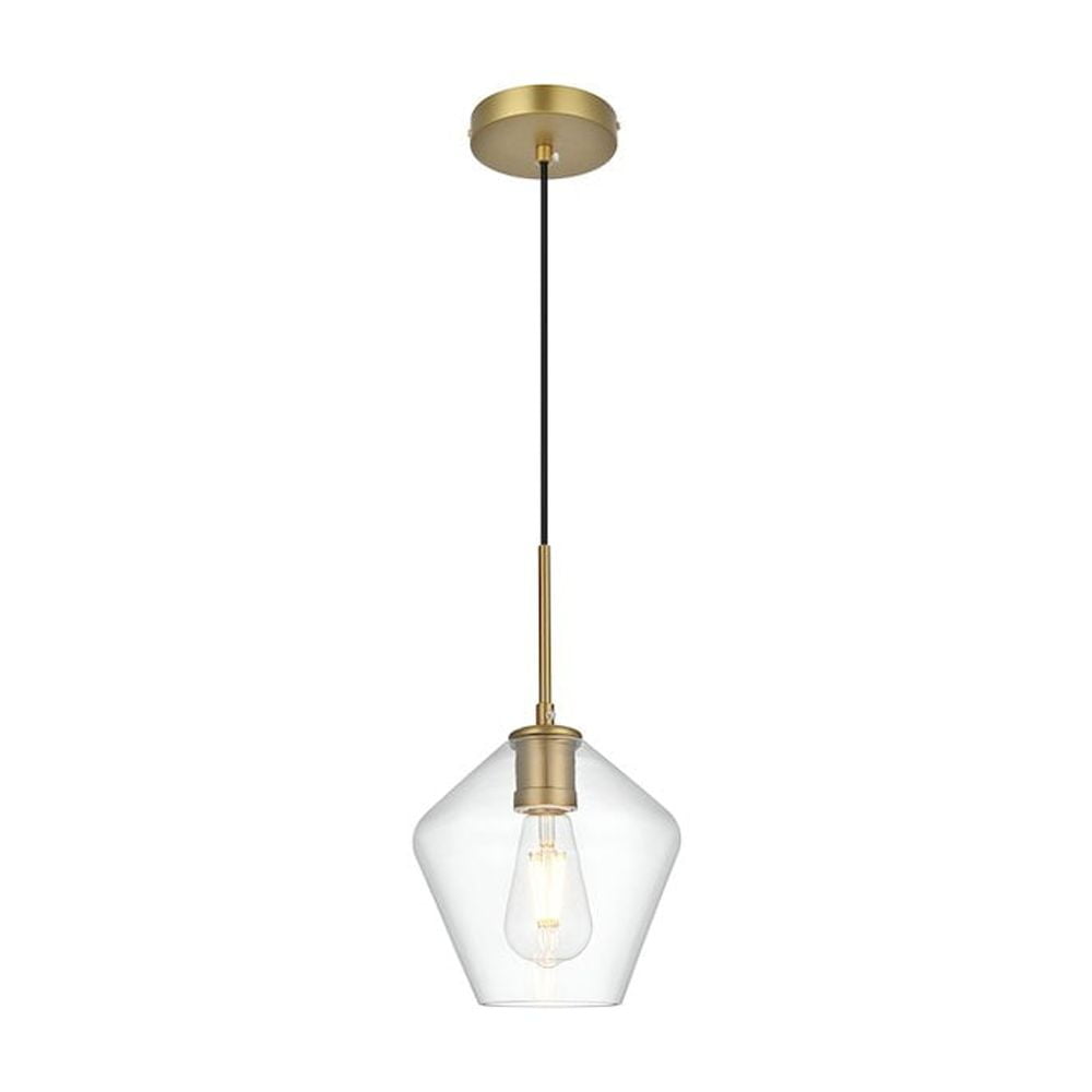 Living District Gene 8 Inch Pendant Clear Shade in Satin Gold