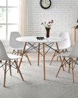 Mainstays Mid-Century Modern Dining Chair, Set of 4, White and Beech Color for Indoor
