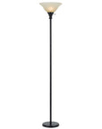 Metal Round 3 Way Torchiere Lamp with Frosted Shade, Dark Bronze and Gold- Saltoro Sherpi