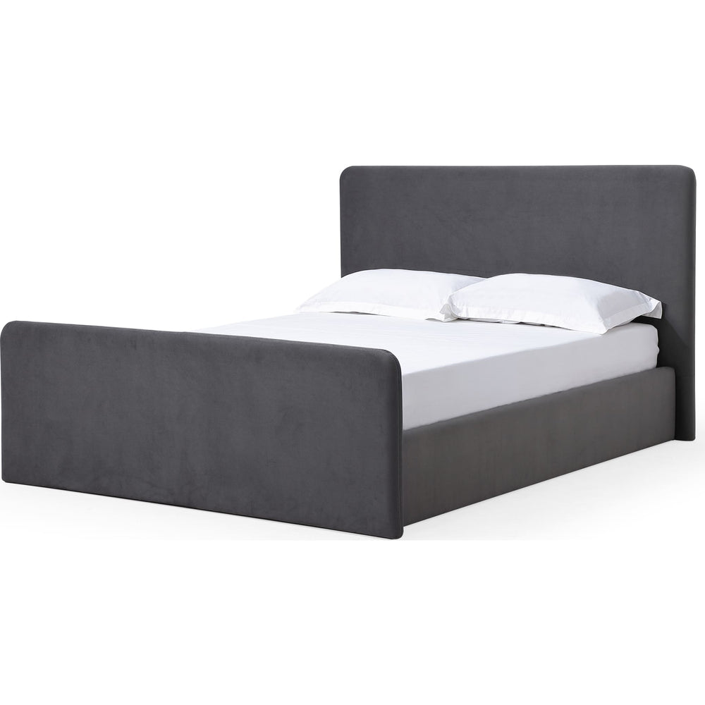 Elora Fully Upholstered Platform Bed in Charcoal Velvet