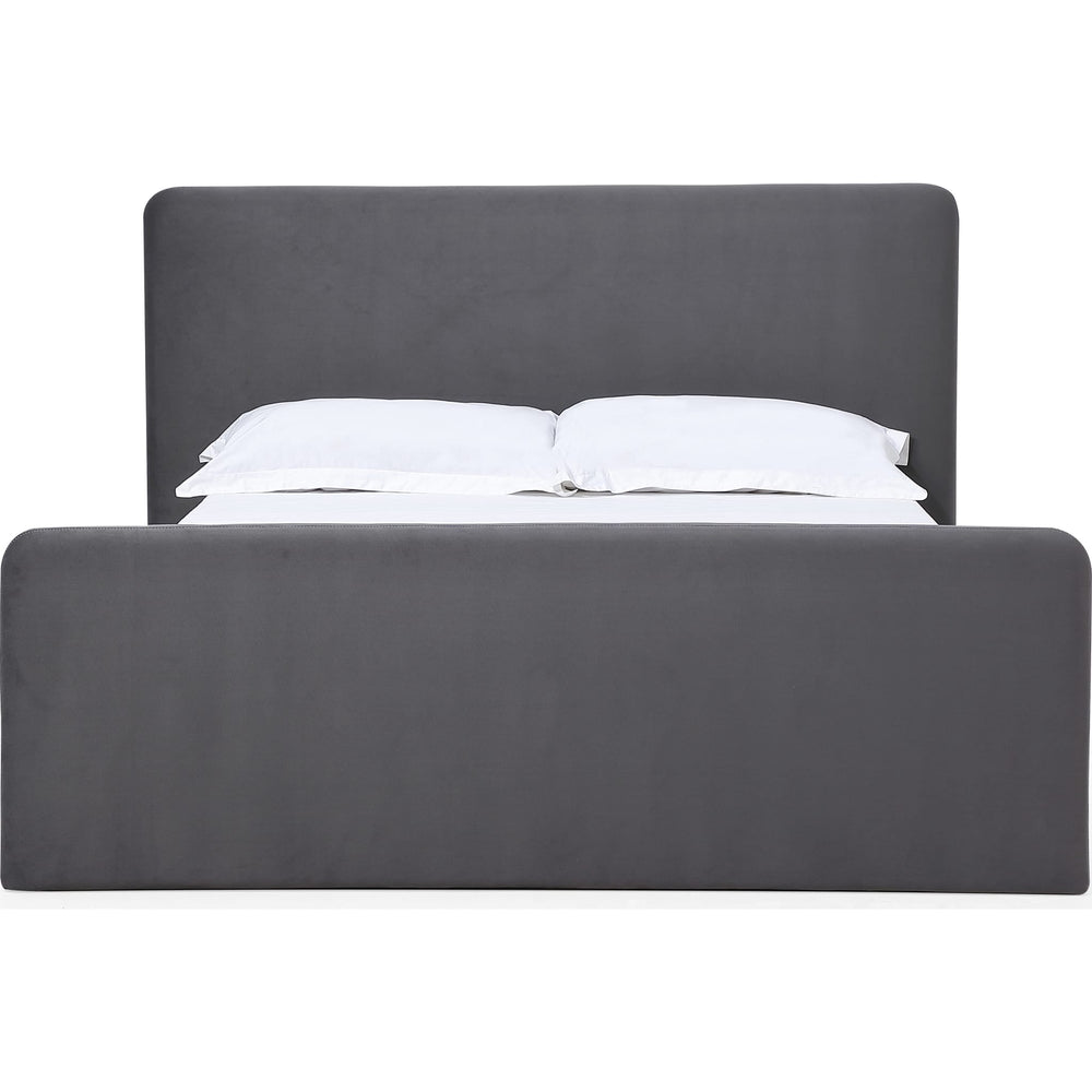 Elora Fully Upholstered Platform Bed in Charcoal Velvet