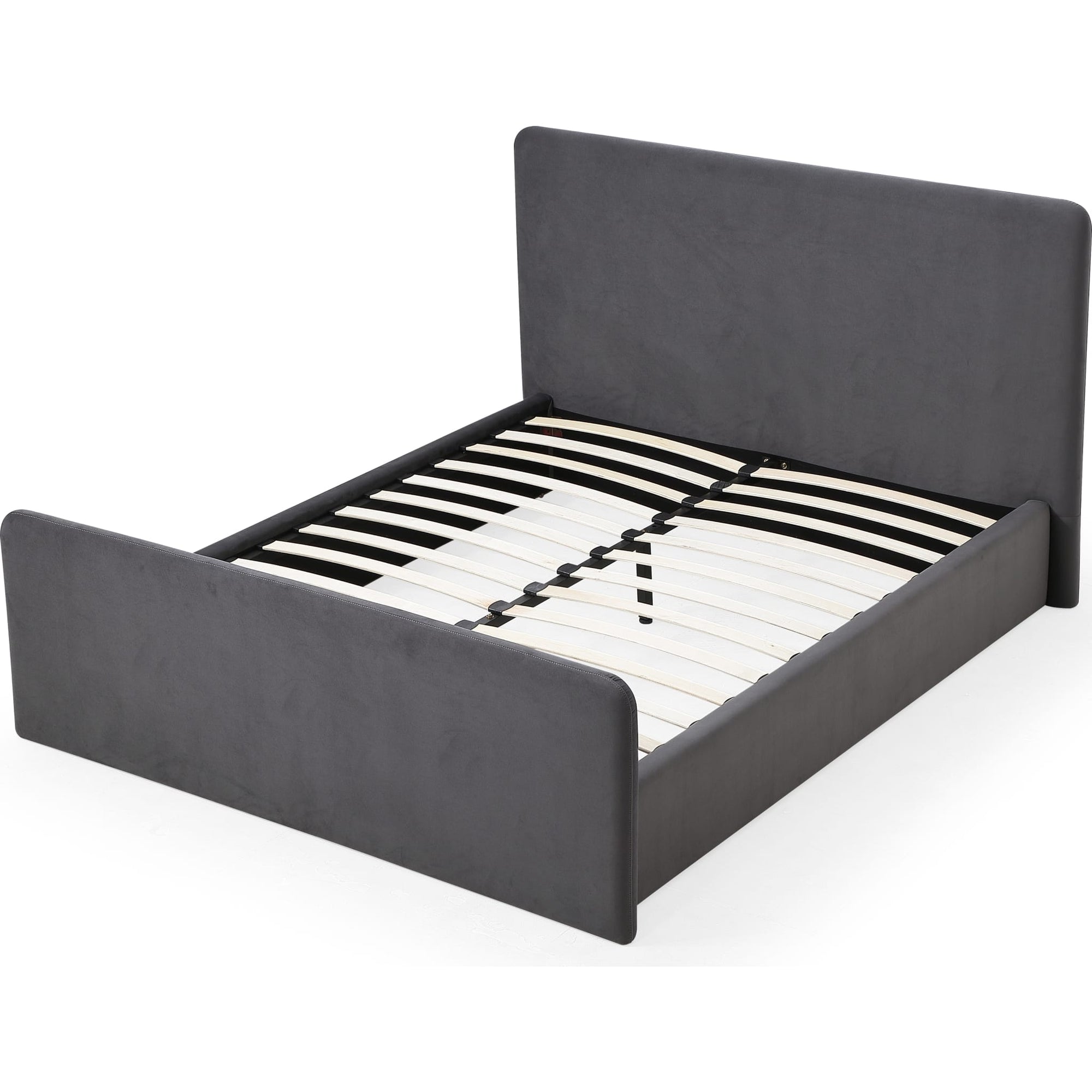 Elora Fully Upholstered Platform Bed in Charcoal Velvet